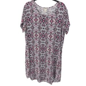 Ariat T-Shirt Dress Large Purple Southwestern Geometric Aztec Pockets Rayon